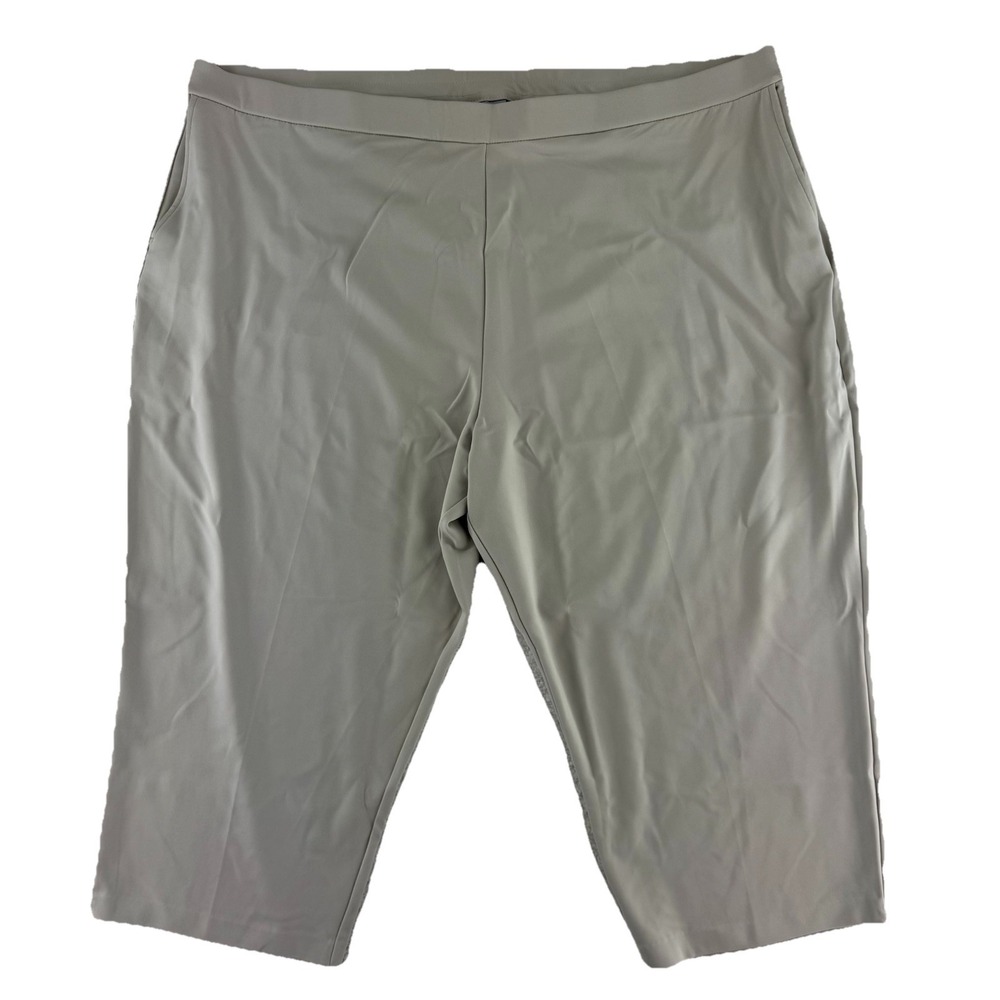Susan Graver LK Fusion Pull On Crop Pants Size 4X Sandstone Khaki